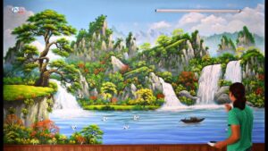 mẫu tranh vẽ tường phòng khách đẹp