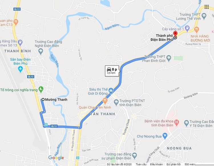 Bản đồ đường đi đến Cánh Đồng Mường Thanh